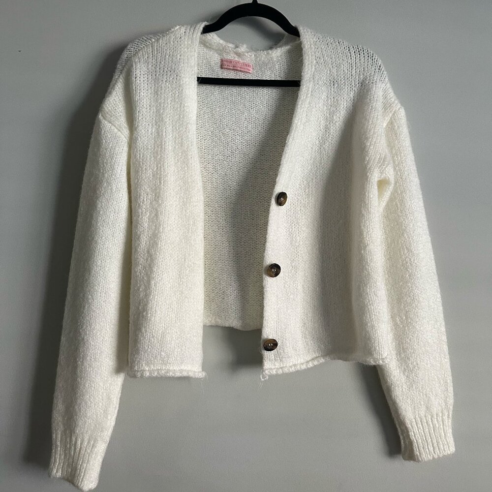 Urban Outfitters Cream Cropped Cardigan